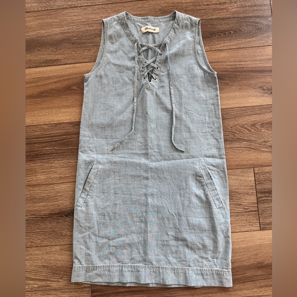 Madewell Denim Lace-Up Sleeveless Dress